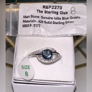 Genuine Lolite Blue Quarts on .925 Solid Sterling Silvee